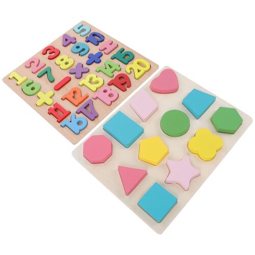 2 Set Puzzle In Legno Con Alfabeto E Per Bambini 2