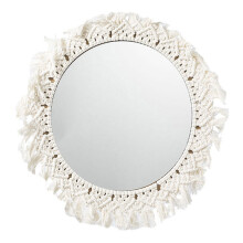 1pc Woven Mirror Handmade Wall Art Decor Beige Cotton Rope