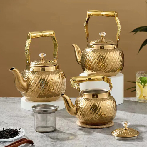 Modern Hammered Texture 1.2/1.6/2L Teas-Gold plated 1.2L 2