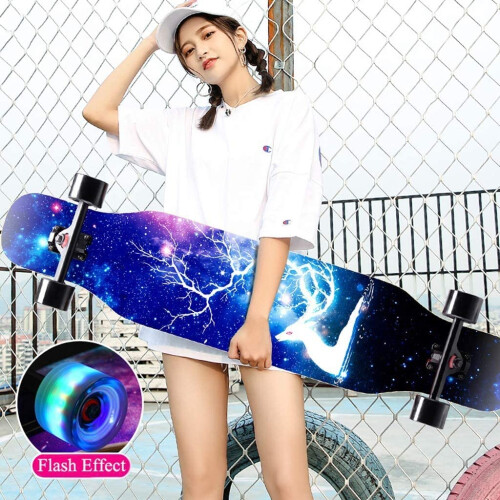 Pro Skateboards for Beginners, 43 x 8 Complete 8 Layer Maple Longboard (Colour: C)