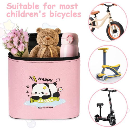 's Handlebar Bag, Bicycle Basket, Removable Lid, Secure Hold Velcro Panda 1