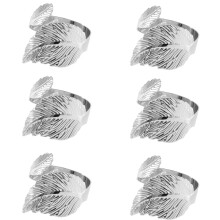 Set Of 6 Gold or Silver Leaf Napkin Rings Accessory Add-silver