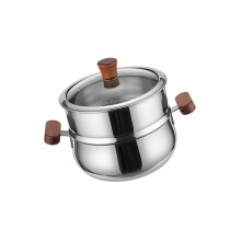 Nonstick Stainless Steel Stock Pot with Wood-Double layer L