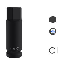 Durability 22mm Hex Impact Bit Socket 1/2Inch Drive Chrome-H22