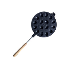 Wooden Handle Walnut Cookie Maker 16 Holes Waffle Baking-Black
