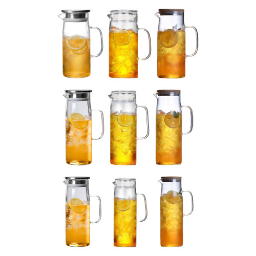 Practical Borosilicate Glass Pitcher-1.2L Bamboo Bao Steel 1