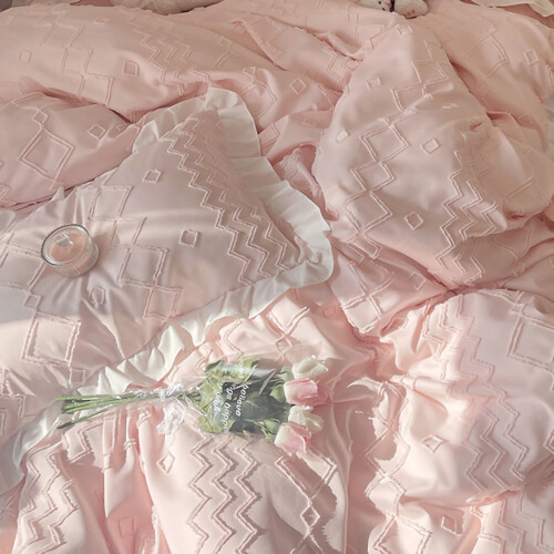 Σετ πάπλωμα Shabby Chic με κέντημα, Boho Queen Size με φουντωτές τσέπες, για όλες τις εποχές, 1
