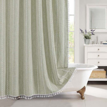 Tessuto in misto lino color verde salvia, facile da lavare in lavatrice, estetica rustica bohémien per uno stile country-chic (91x183 cm)