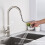 Eco-Friendly Stainless Steel Kitchen Faucet, Black SUS304 Pull Down Sprayer with Two Function Spray Head for Easy Temperature and Flow Control, Solid 5