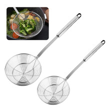 Stainless Steel Slotted Spoon, Set of 2 Skimmer Ladle with Long Handle (14 cm, 16)