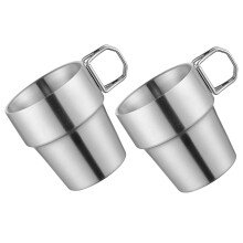2pcs Stainless Steel Insulated Camping Mugs Double Walled With