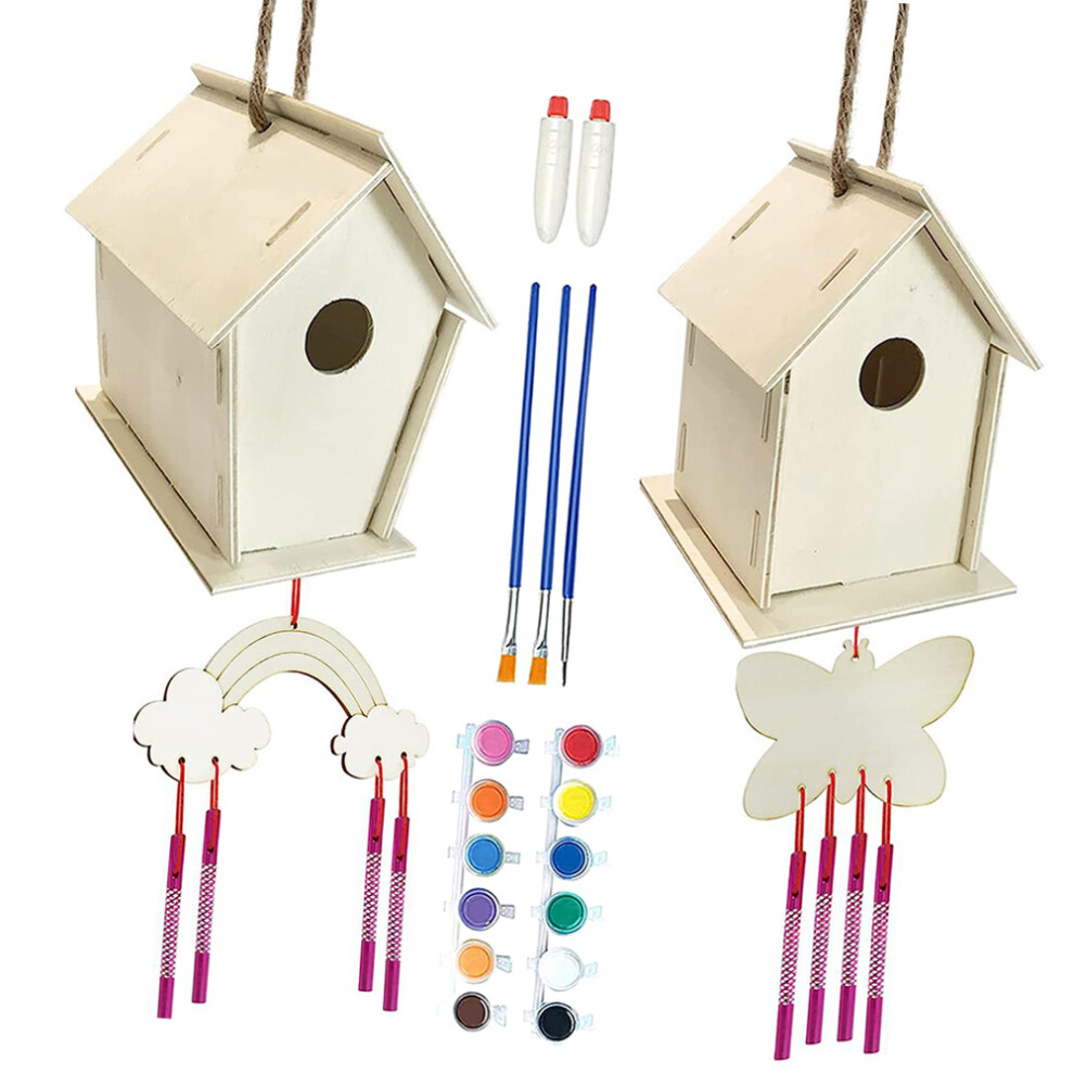 Zestaw Kolorowych DomkóW Dla PtakóW Z , Do MontażU I Malowania-image
