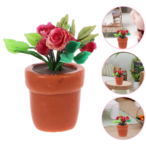 De Bonsai De Rosa Para Casa De Bonecas Acessório Miniatura 2