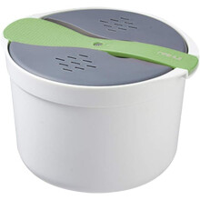 Microwave Rice Cooker, 2L Multifunctional Steamer with Filter Cover, Steamed Rice Cooker, Quick and Easy Rice Cooking, 14.8 x 18.5 cm (Green)