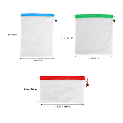 3Pcs Sacos Reutilizáveis Para , Legumes E Brinquedos