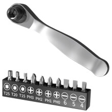 1/4" Drive Ratchet Handle Offset Ratcheting Screwdriver Mini