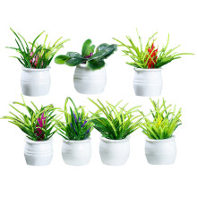 7 Peças Miniatura Casa De Com Bonsai Simulado E Vasos