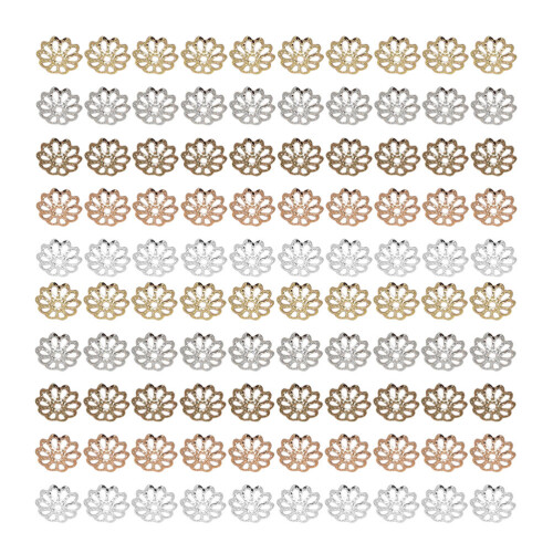 1000 unid. 9 mm com tampas de flor, cores sortidas