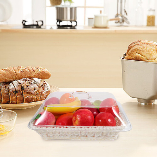 Cesta Trançada Com Tampa Transparente Para Pão E Lanches 2