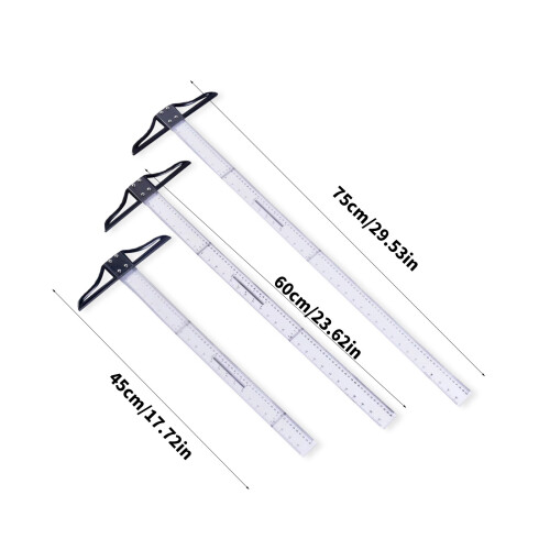 Acrylic T Square Rulers 3 Pack Ergonomic Detachable For 2