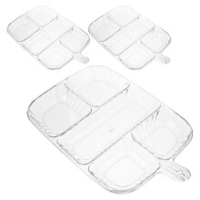 3Stk Kunststoff Geteilter Teller Transparent Für Snacks