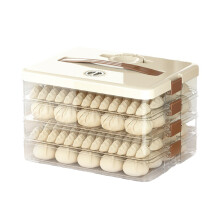 Stackable Food Containers with Lids, Portable Design Dumpling Storage Box with Airtight Seal and Transparent Body, Plastic Material for Safe Food Fres