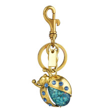 Marienkäfer-Charm-Schlüsselanhänger, kratzfeste-Goldblau