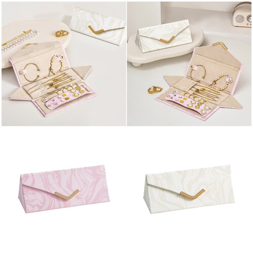 Schützendes Doppelfunktions-Brillen-Schmucketui, PU-Leder,-Rosa 2