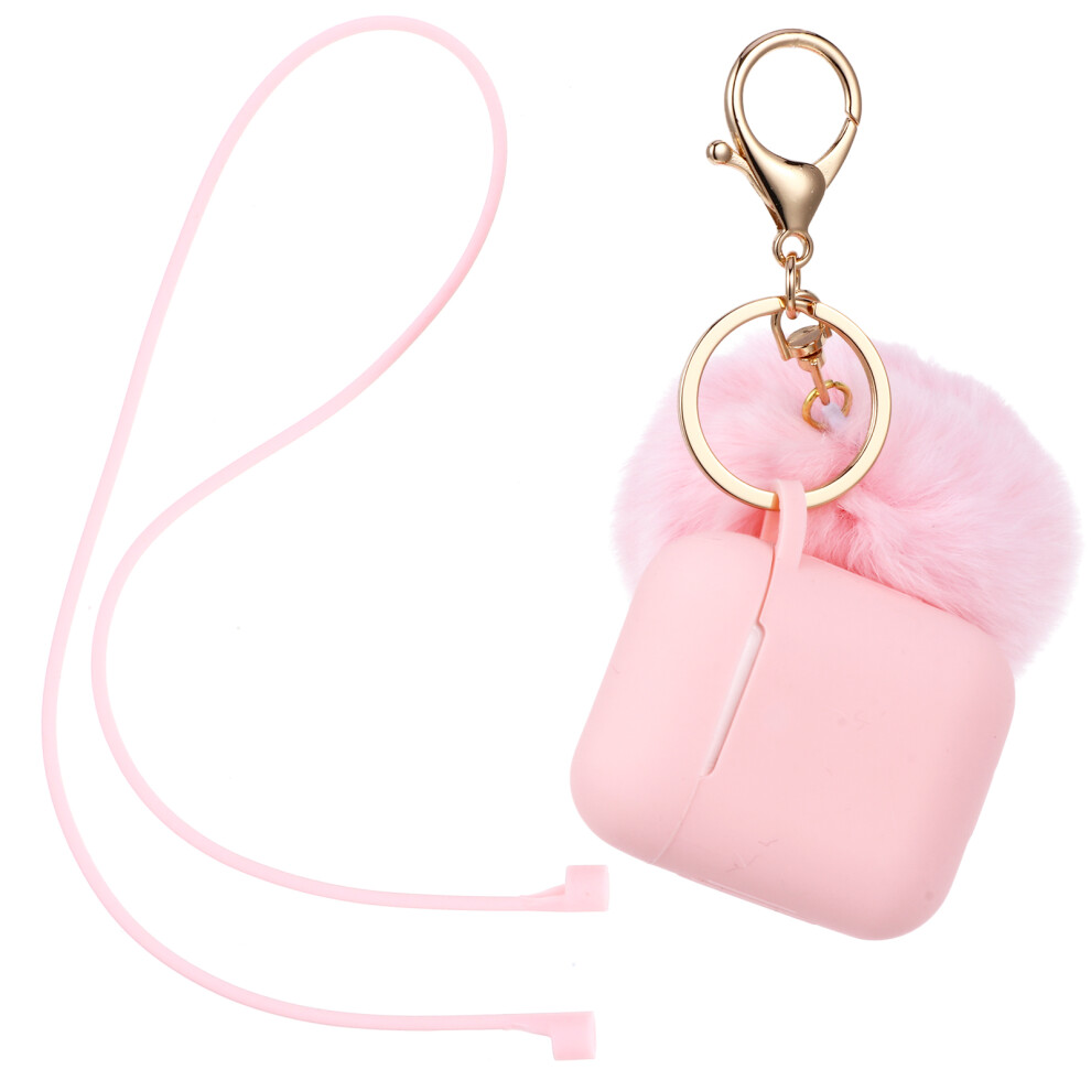 1Set Silicone Wireless Earphone Cover Keychain Durable Protector Pink 3572456804138