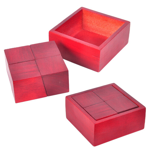 Holzpuzzle Luban Lock Box, Rot, Langlebig Und Handlich 1