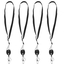 4St Praktische Zwarte Lanyards Voor Badgekaarten En Toegangskaarten
