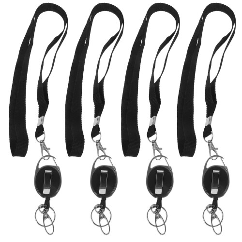 4Pcs Multi-Function Black Lanyard for Id Cards Work School Office Use 1