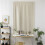 1Pc Beige Blackout Curtain Punch Free Silver Star Decor Window Drape 9