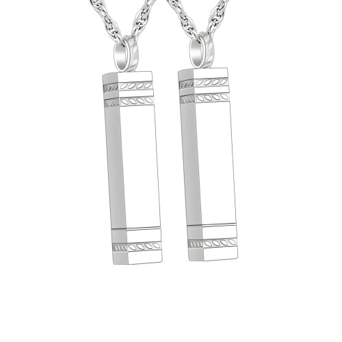 2er-Pack Halskette mit quadratischem-Silber