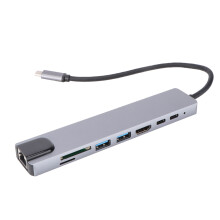 1Stück 8 In 1 Type-C Zu RJ45 Hub USB3.0 PD Dock