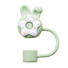 Decorative Silicone Straw Stoppers Lovely Silicone-green donut