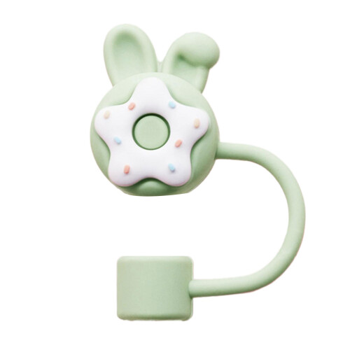 Decorative Silicone Straw Stoppers Lovely Silicone-green donut