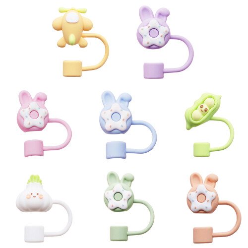 Decorative Silicone Straw Stoppers Lovely Silicone-green donut 1