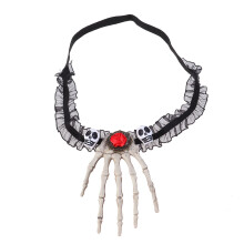 1Pc Skull Head And Hand Bone Pendant Necklace For Halloween