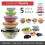 5Pc Glass Food Storage Bowls Microwave Freezer Set 1