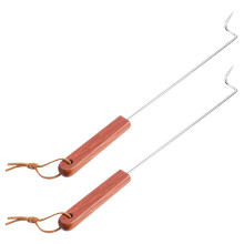 2Pcs Stainless Steel Meat Hook With Wooden Handle