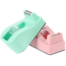 2Pcs Office Tape Holder With Cutter Convenient Sticker Dispenser