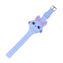 Silicone LED Cartoon Rabbit Shape Clamshell Electronic Watch For Kids