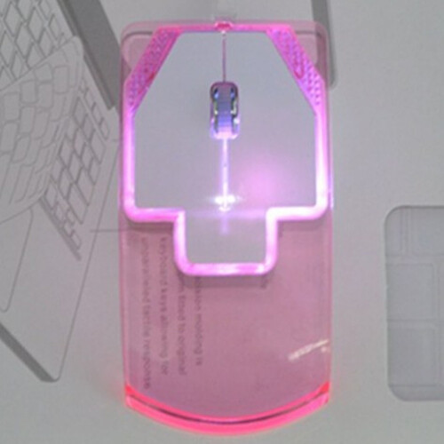 2.4G 3 Button Transparent Wireless Optical Mouse Pink 2