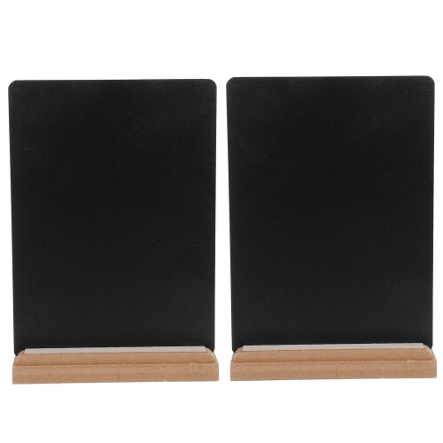 2 Unidades Mini Quadro Negro com Base de Madeira Face