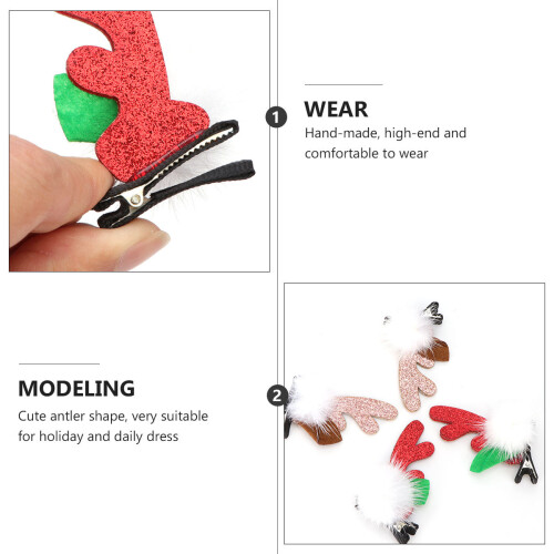 2 Pares De Presilhas De Natal Com Chifres Para Cabelo Infantil 2