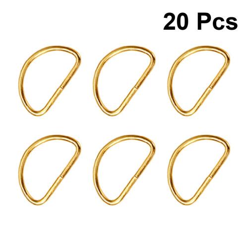 20Pcs Golden Semi-Circular D Ring Buckles Durable Craft Bag Hardware 2