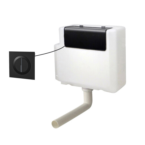 NES Home Nes Home Concealed Cistern Dual Flush Front Access Round Button Matte Black