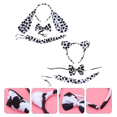 2Sets Dierenhaar Accessoires, Wit Dalmatiër Hoofddeksel Feesten 2
