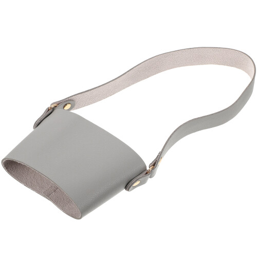 suporte de mão couro para café e bebidas com alça -